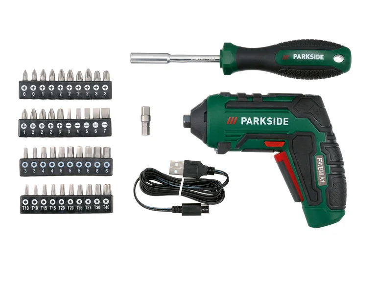 Caixa de ferramentas PARKSIDE® com ferramentas metálicas de 4V e kit Tournevis PWBM A1