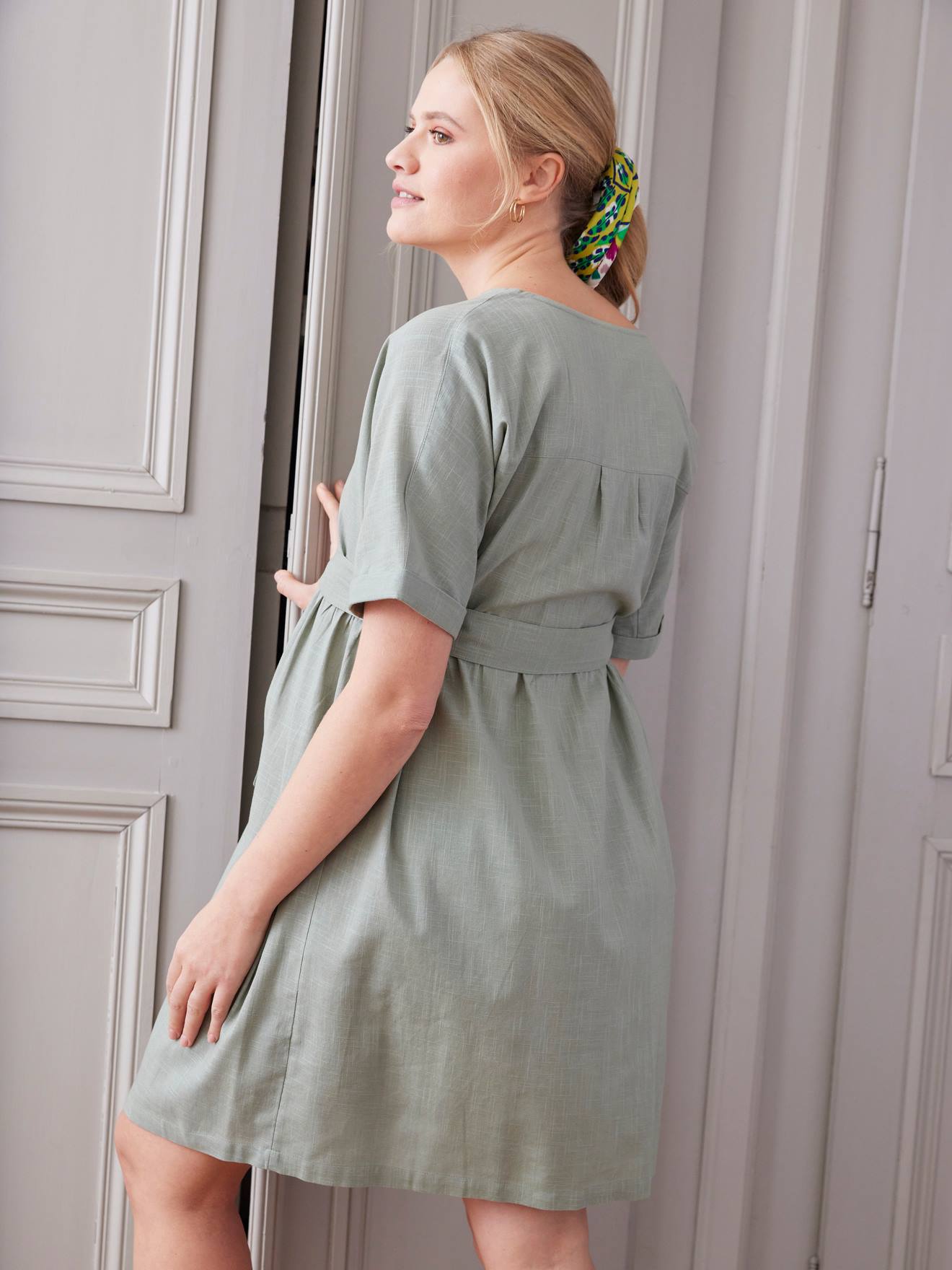 Vertbaudet Wickelkleid für Schwangerschaft & Stillzeit - salbeigrün