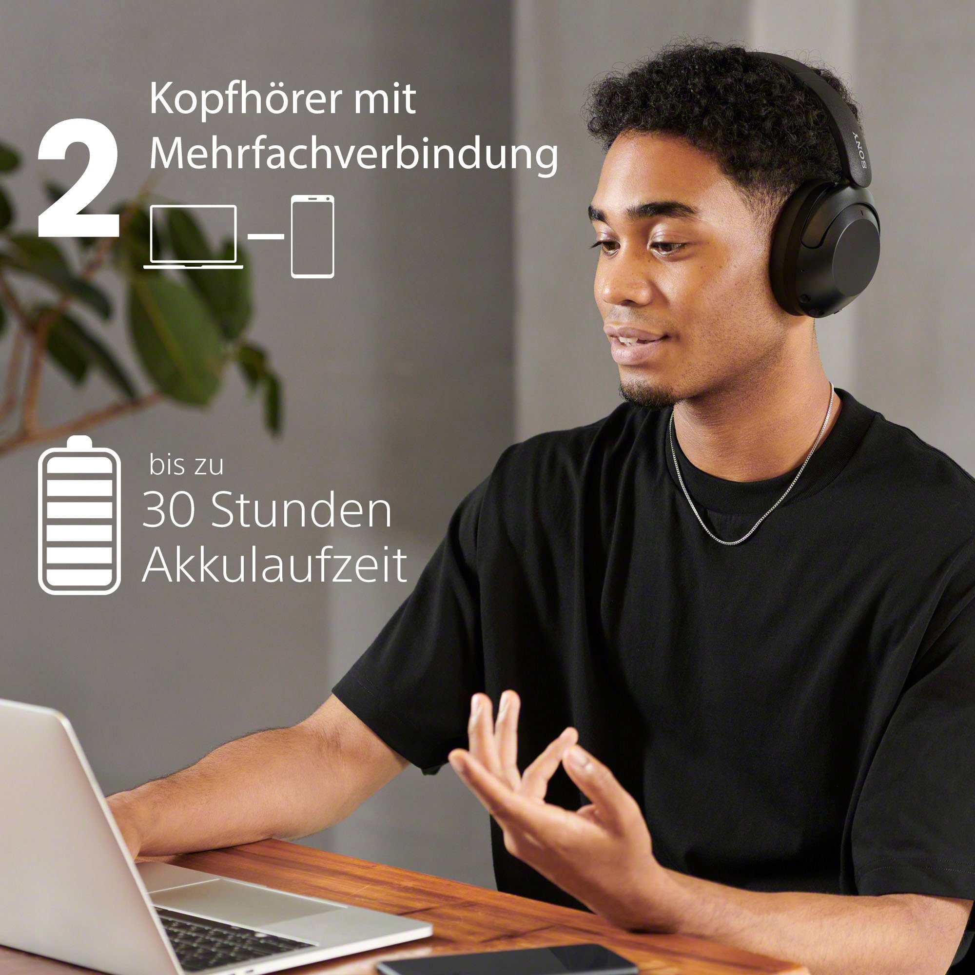 Sony WH-XB910N Over-Ear-Kopfhörer (LED Ladestandsanzeige, Google Assistant, Siri, A2DP Bluetooth, AVRCP Bluetooth, HFP, HSP)