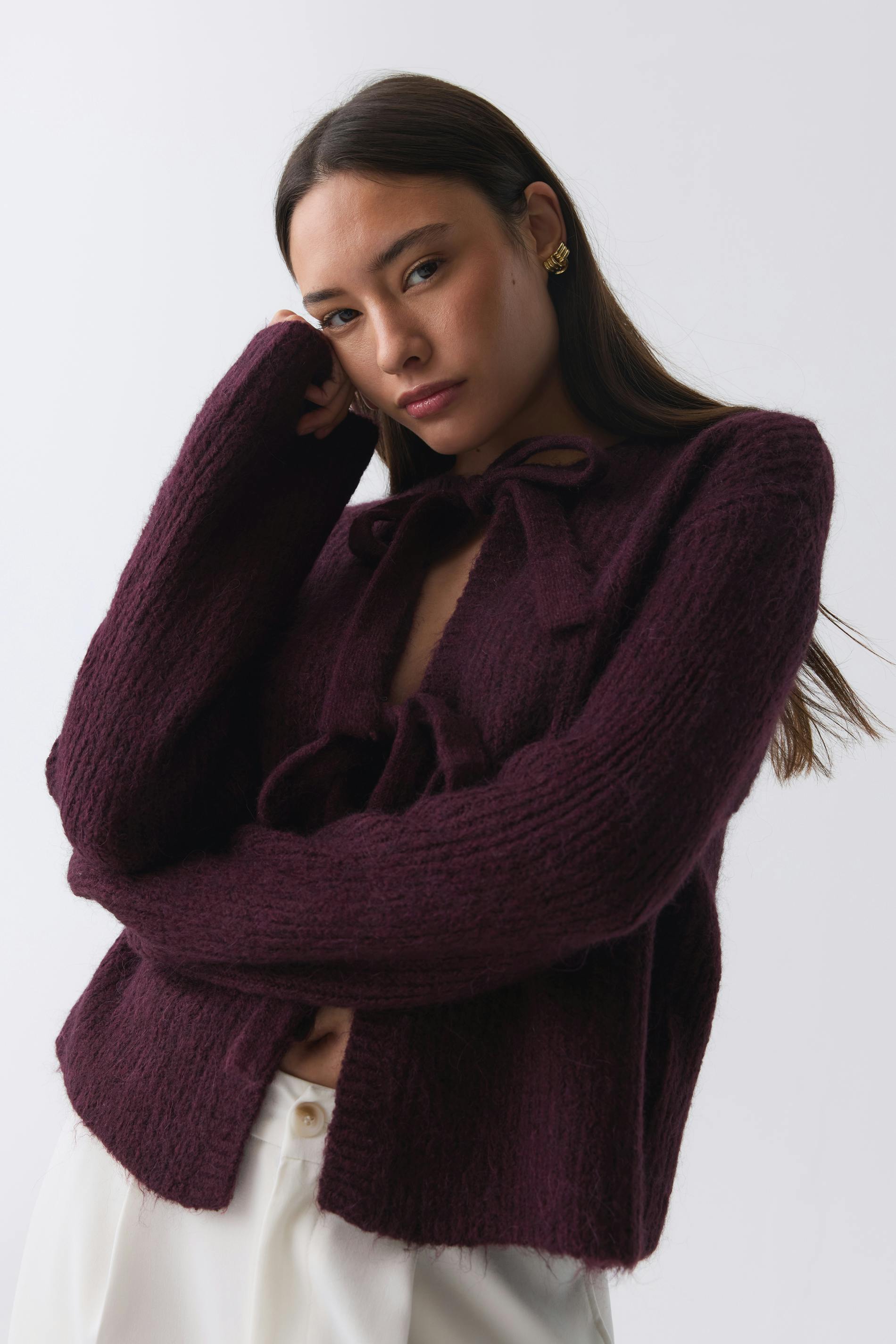 Knitted tie cardigan