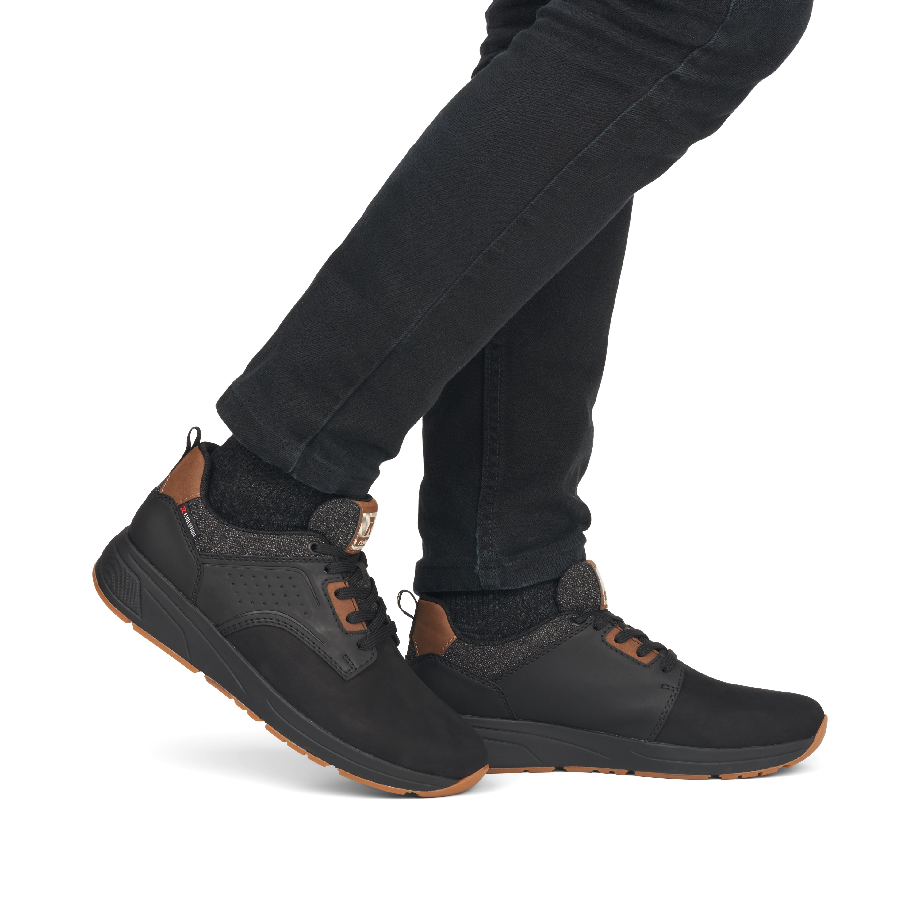Rieker Herren Sneaker Low night-black wood-brown