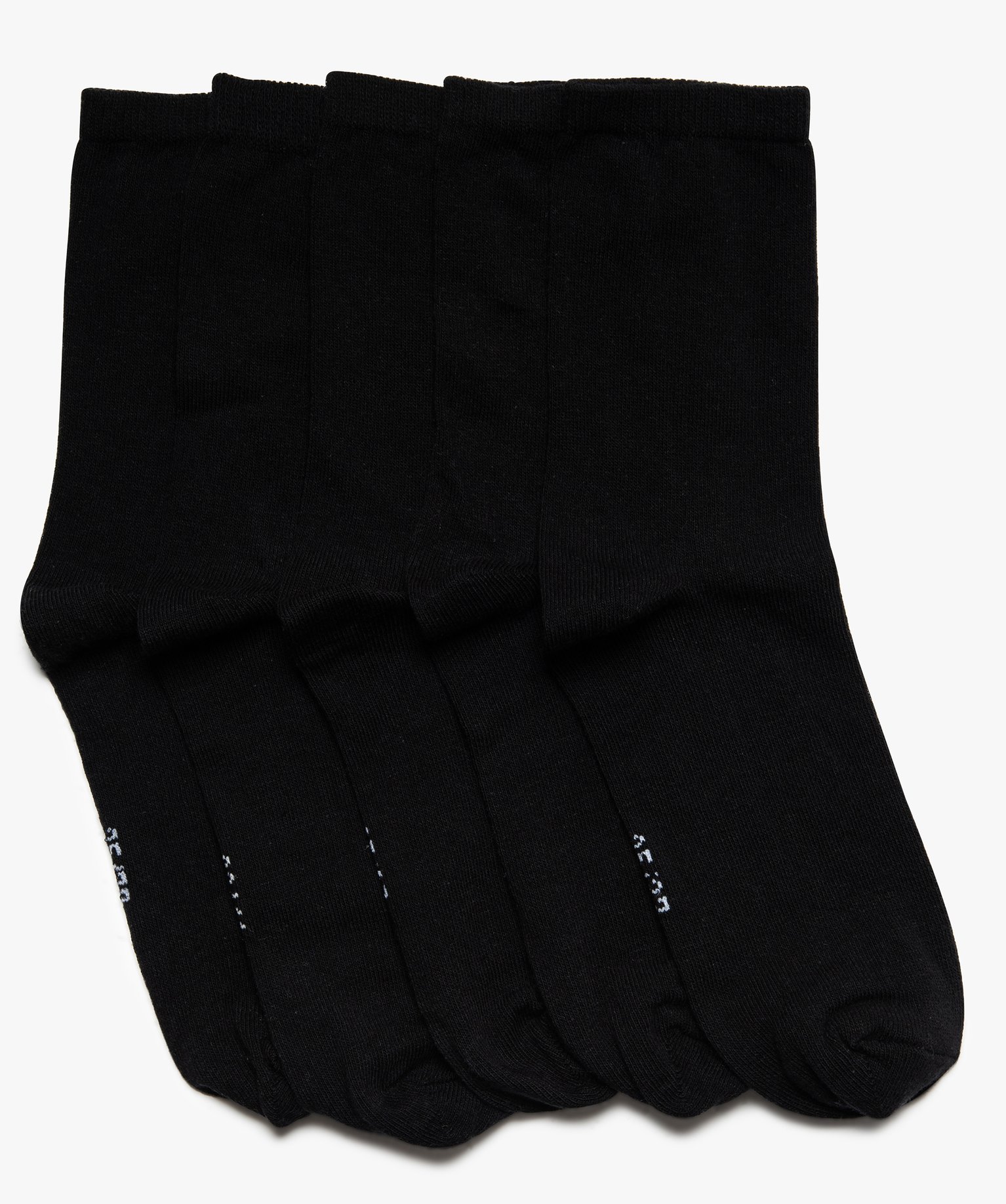 Chaussettes femme unies en coton (lot de 5) noir | GEMO
