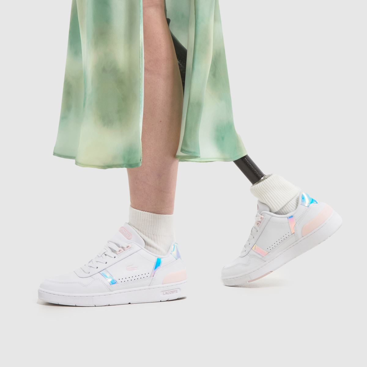 Lacoste T-clips-sneakers i vitt och rosa
