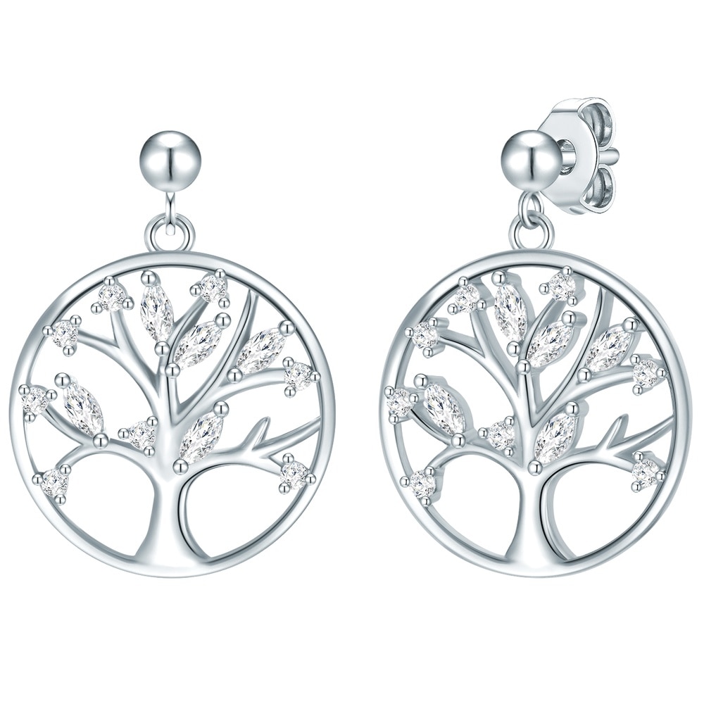 Rafaela Donata Boucles doreilles Arbre de vie Argent sterling Oxyde de zirconium (CZ) en Argent Boucles d'oreilles