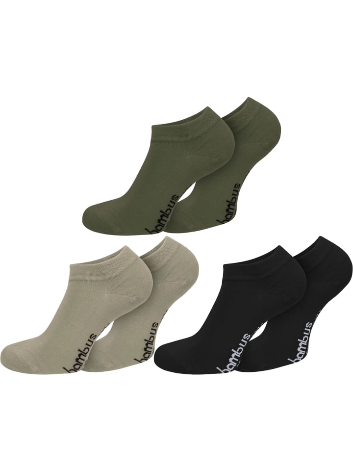normani 6 Paar Bambus-Gesundheitssocken Sneakers in Oliv/Khaki/Schwarz günstig kaufen