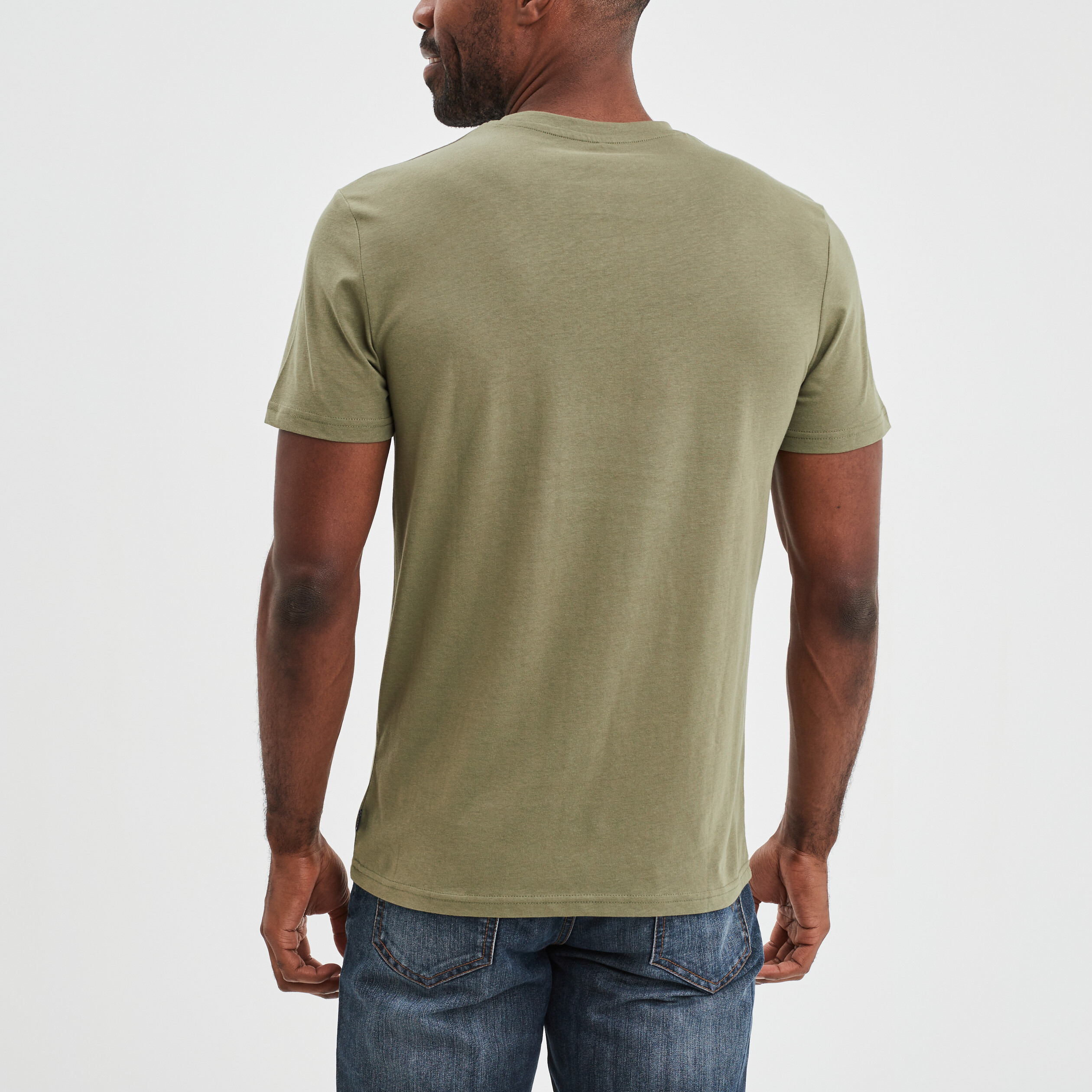 T-shirt manches courtes coton Creeks vert kaki homme | La Halle