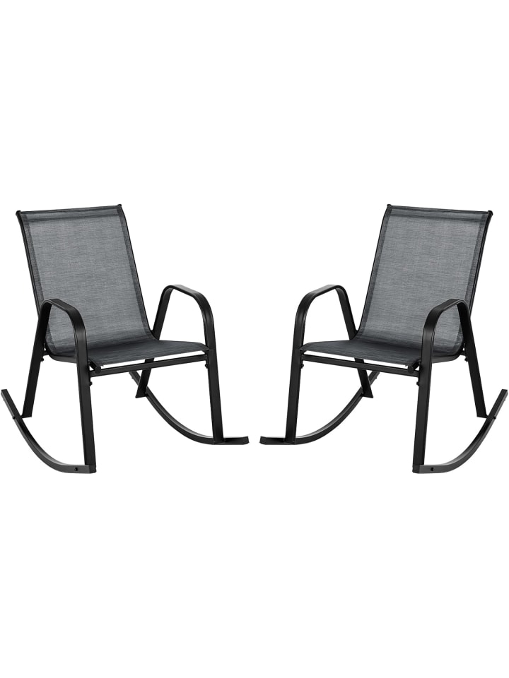COSTWAY 2er Set Schaukelstühle in Schwarz günstig kaufen onesize