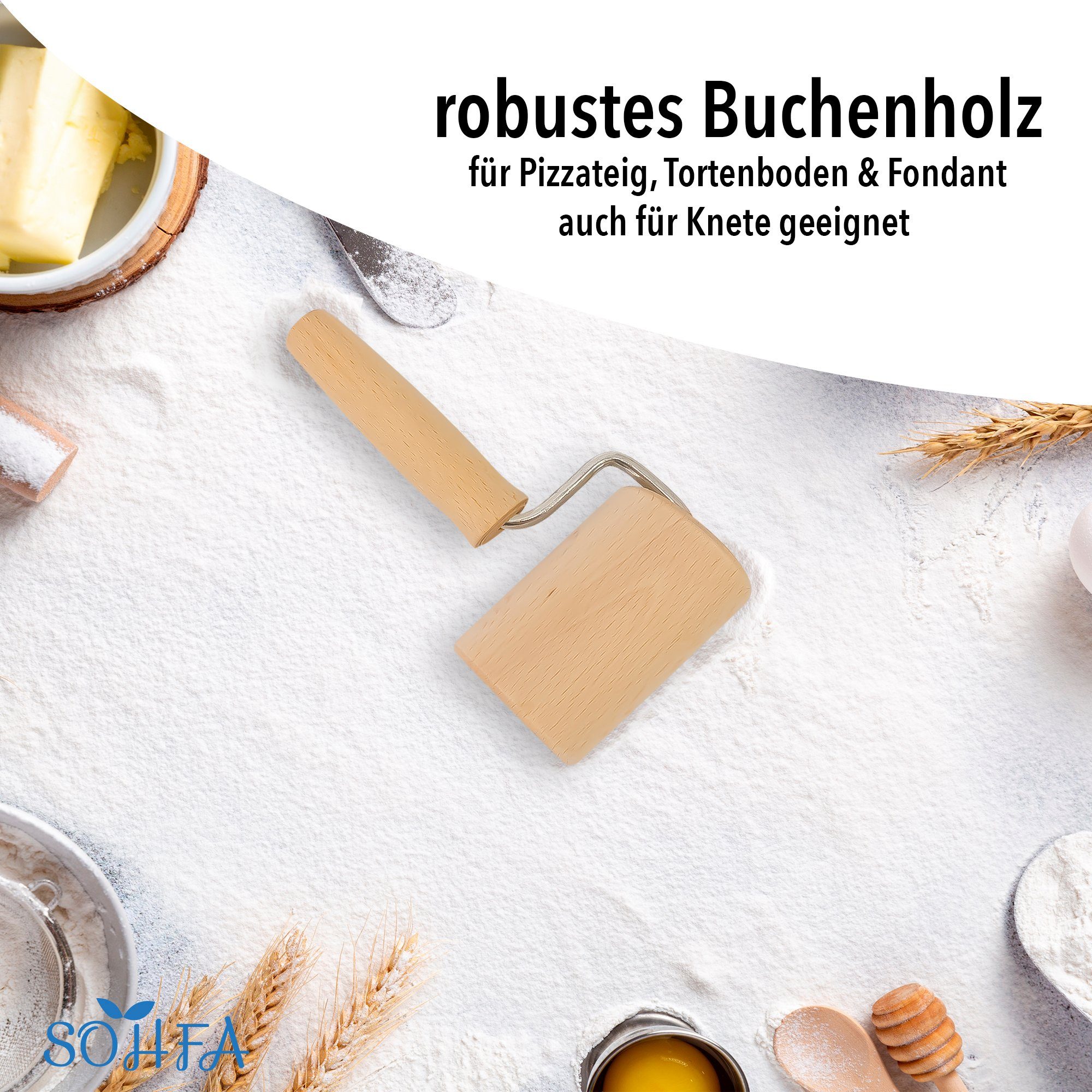 SOHFA Teigroller Backblechroller hergestellt in Europa - Mini Nudelholz für jede Ecke gerade, (1-Set, 1 Roller), kompakte Größe