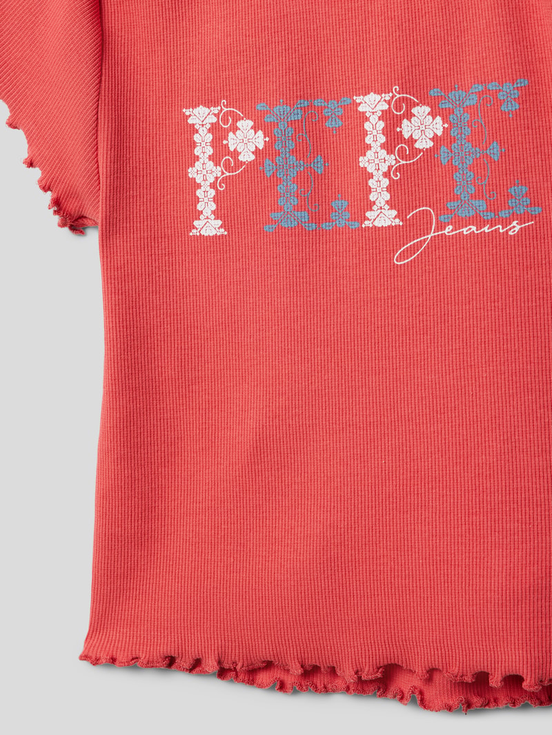 T-Shirt mit Label-Print Modell 'NATALIE' in rot