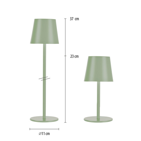 LED-Akku-Tischleuchte Buria, 2er Set, grün