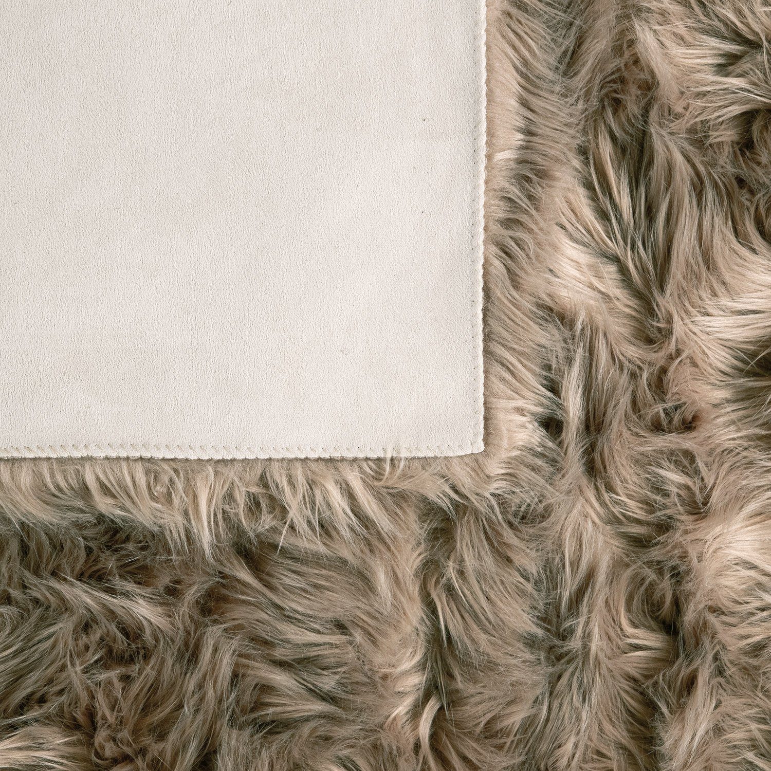 Fellteppich Wohnzimmer Hochflor Teppich Kunst-Fell Design, TT Home, rund, Höhe: 64 mm