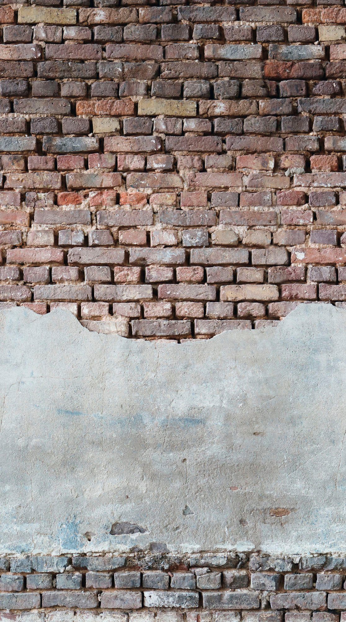 living walls Fototapete The Wall, glatt, Motiv, Steinoptik, urban, Fototapete Vintage Tapete Steinoptik Rot Grau Weiß