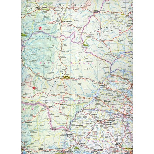 MARCO POLO Kontinentalkarte Brasilien, Bolivien, Paraguay, Uruguay 1:4 000 000 - Straßenkarte