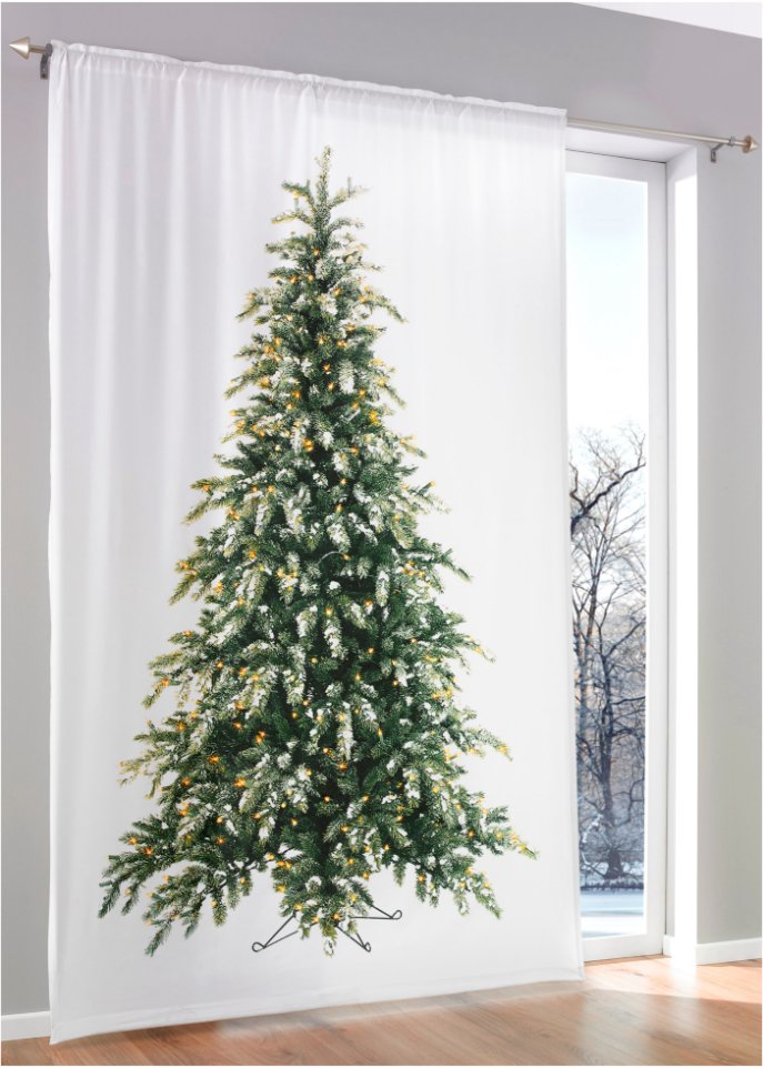 LED-Vorhang mit Tannenbaum Druck (1er Pack)