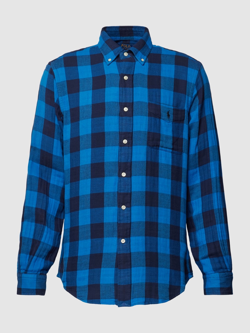 Custom Fit Freizeithemd mit Tartan-Karo in royalblau