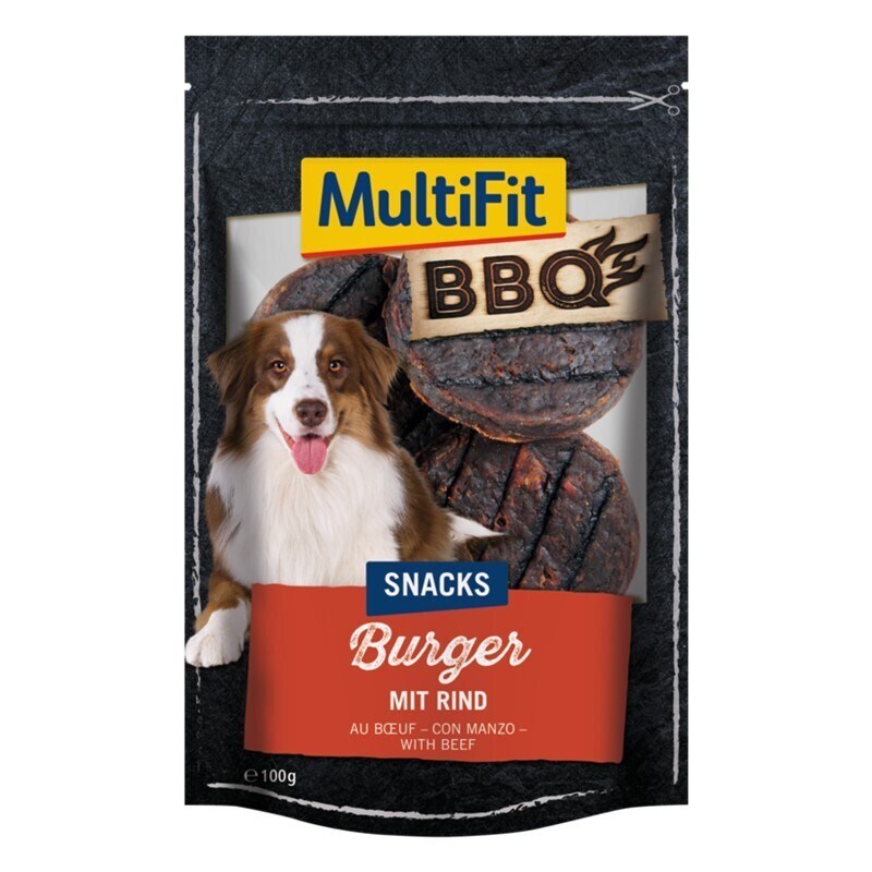 MultiFit Snacks MultiFit BBQ-Snack 100g Burger, Burger with beef