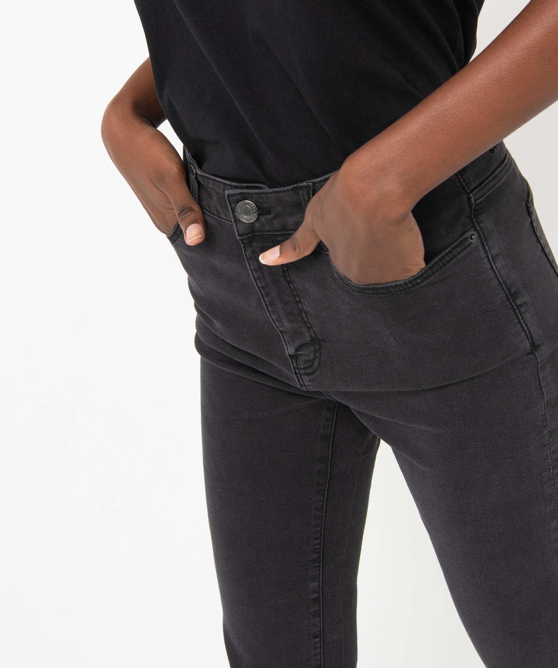 Jean femme slim à taille haute denim - L30 noir | GEMO
