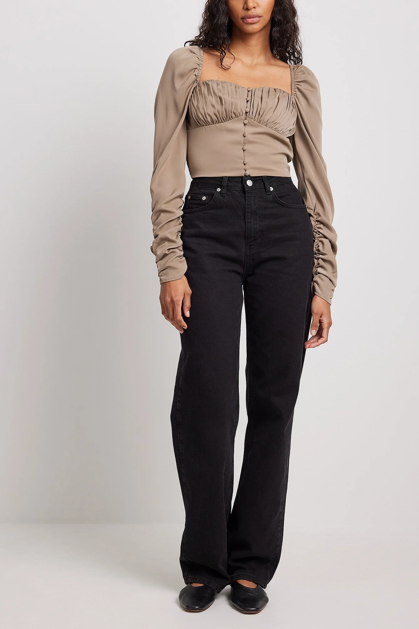 Langärmelige Bluse mit geraffter Front