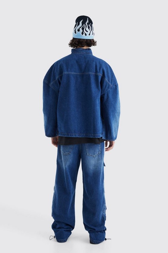 Kastige zerrissene Oversize Jeansjacke