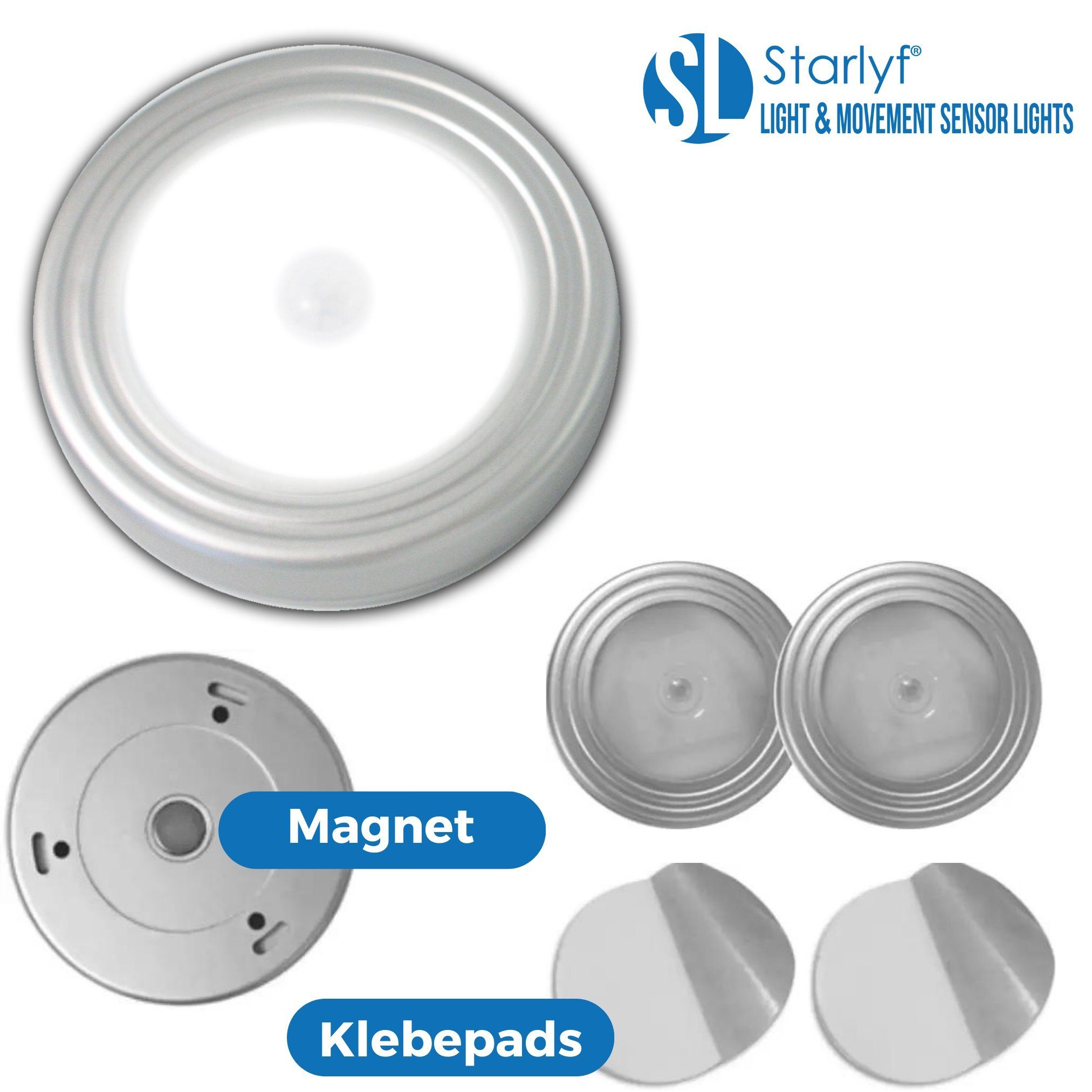 Starlyf LED Nachtlicht Light & Movement Sensor Lights, Bewegungsmelder, LED fest integriert, Warmweiß, Nachtlicht mit Bewegungsmelder, automatische Abschaltung