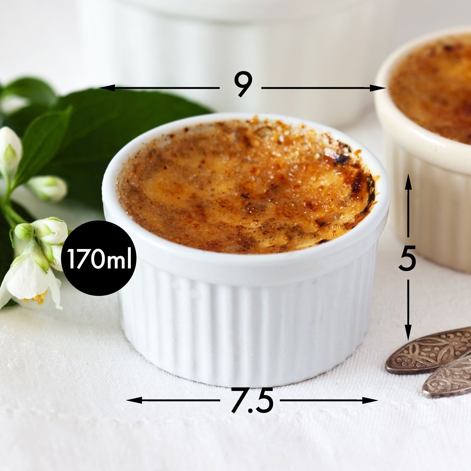 Dimono Dessertschale Creme Brulee Souflee-Förmchen, Keramik, (Schälchen mit 170 ml, 8-tlg), Schalen