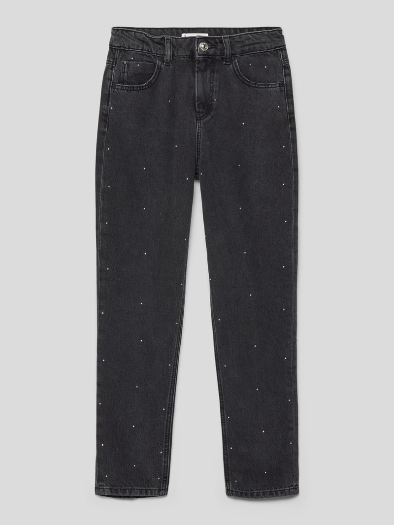 Jeans mit Strasssteinbesatz Modell 'Regina' in schwarz