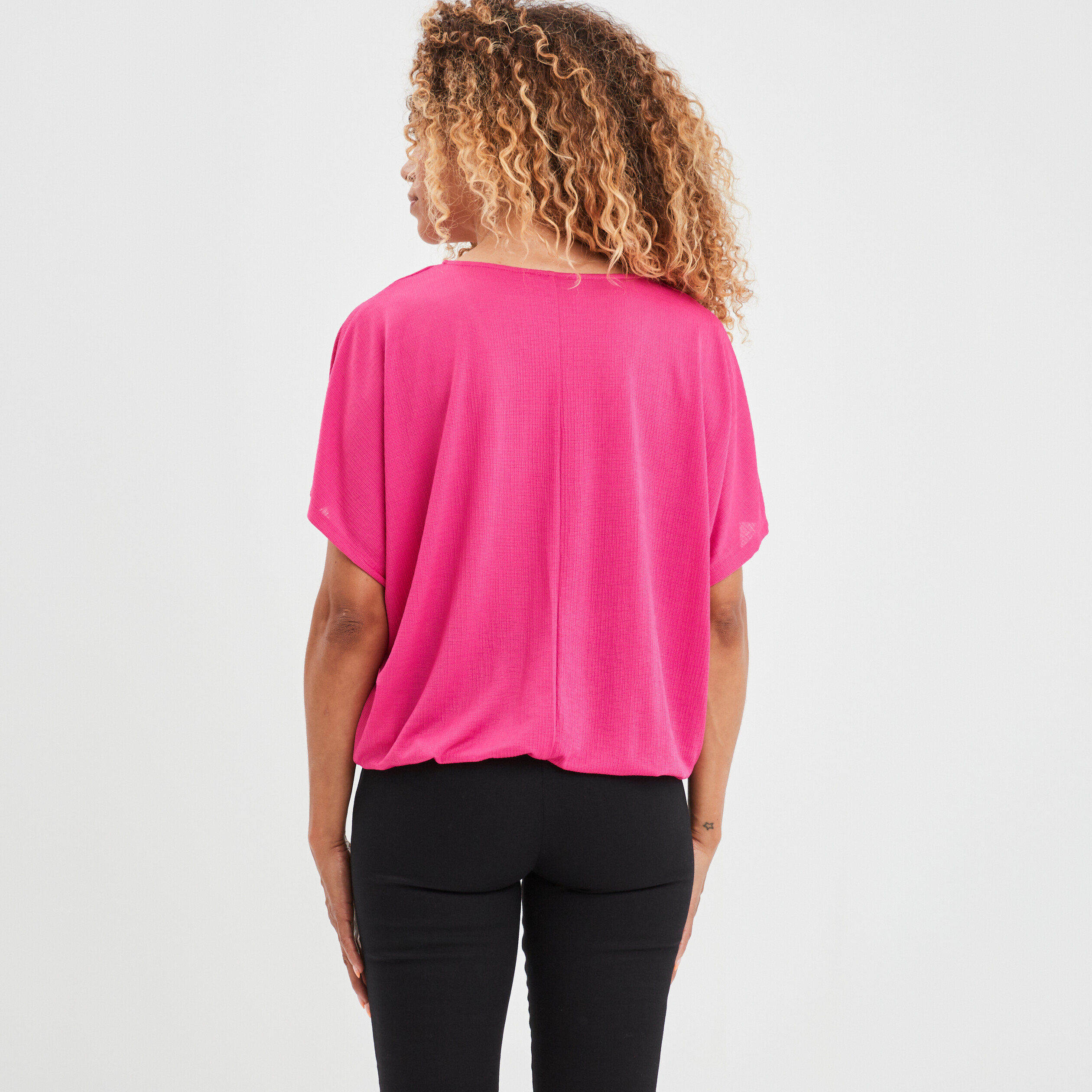 T-shirt col en V bijou Mosquitos rose fushia femme | La Halle
