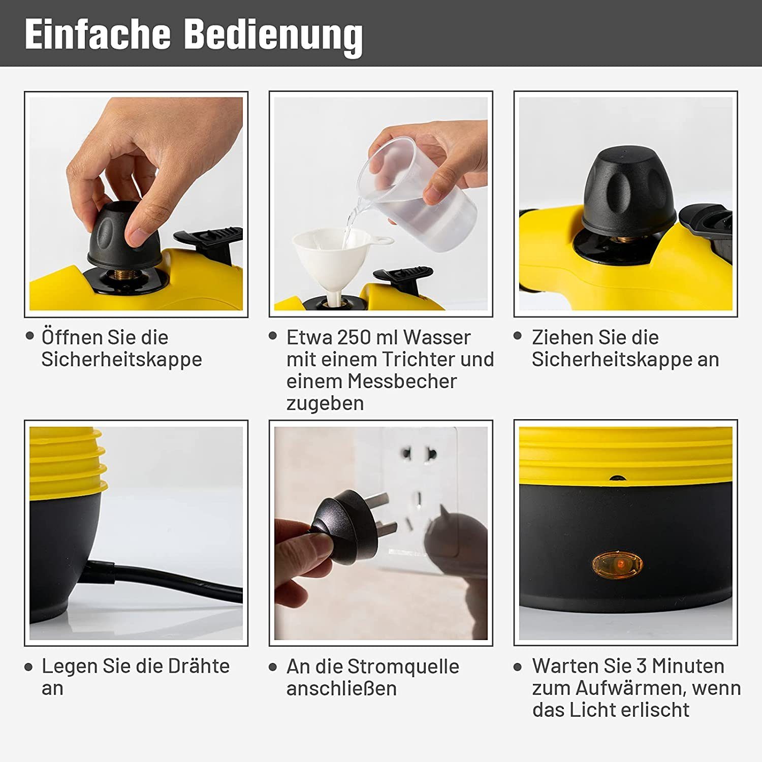 COSTWAY Dampfreiniger, 1050 W, mit 9 Zubehörteilen, 3 bar, 350ml