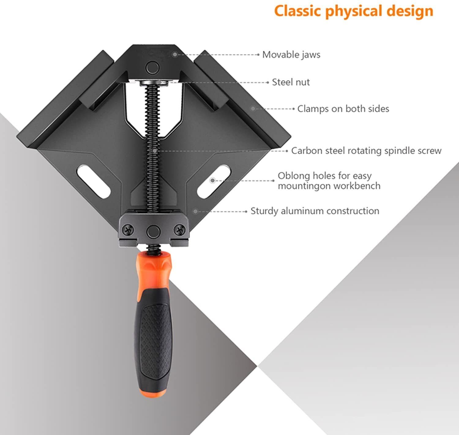 TACKLIFE Klemmen, 90° Winkelspanner Eckspanner mit Griff Gehäuse aus Alu