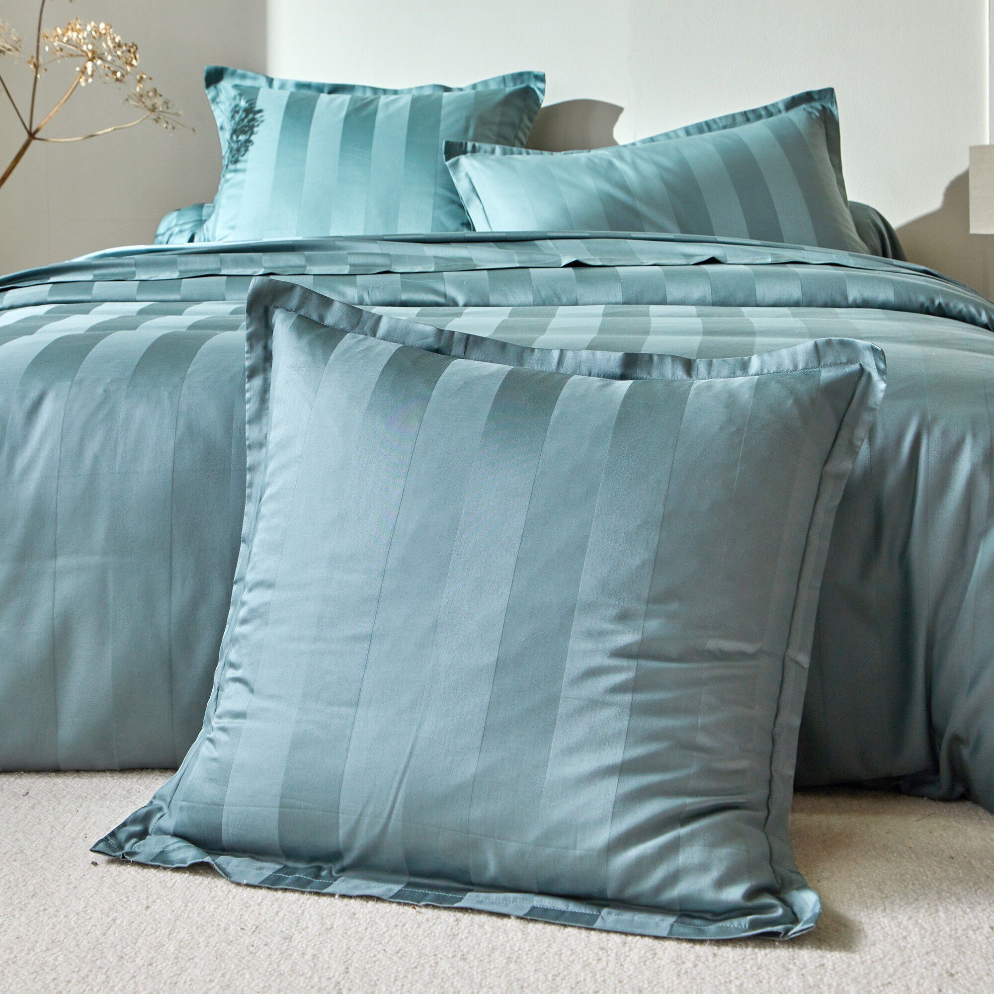 Linge de lit satin rayé