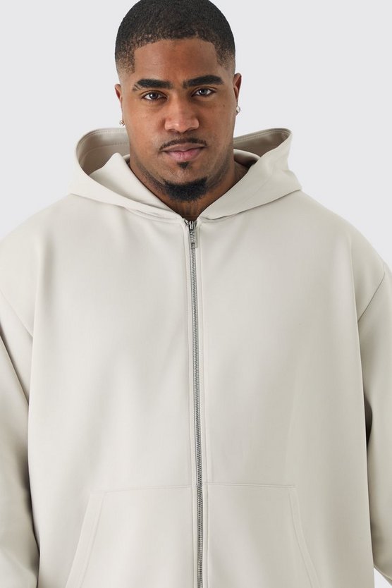 Plus Oversize Scuba Hoodie mit Reißverschluss