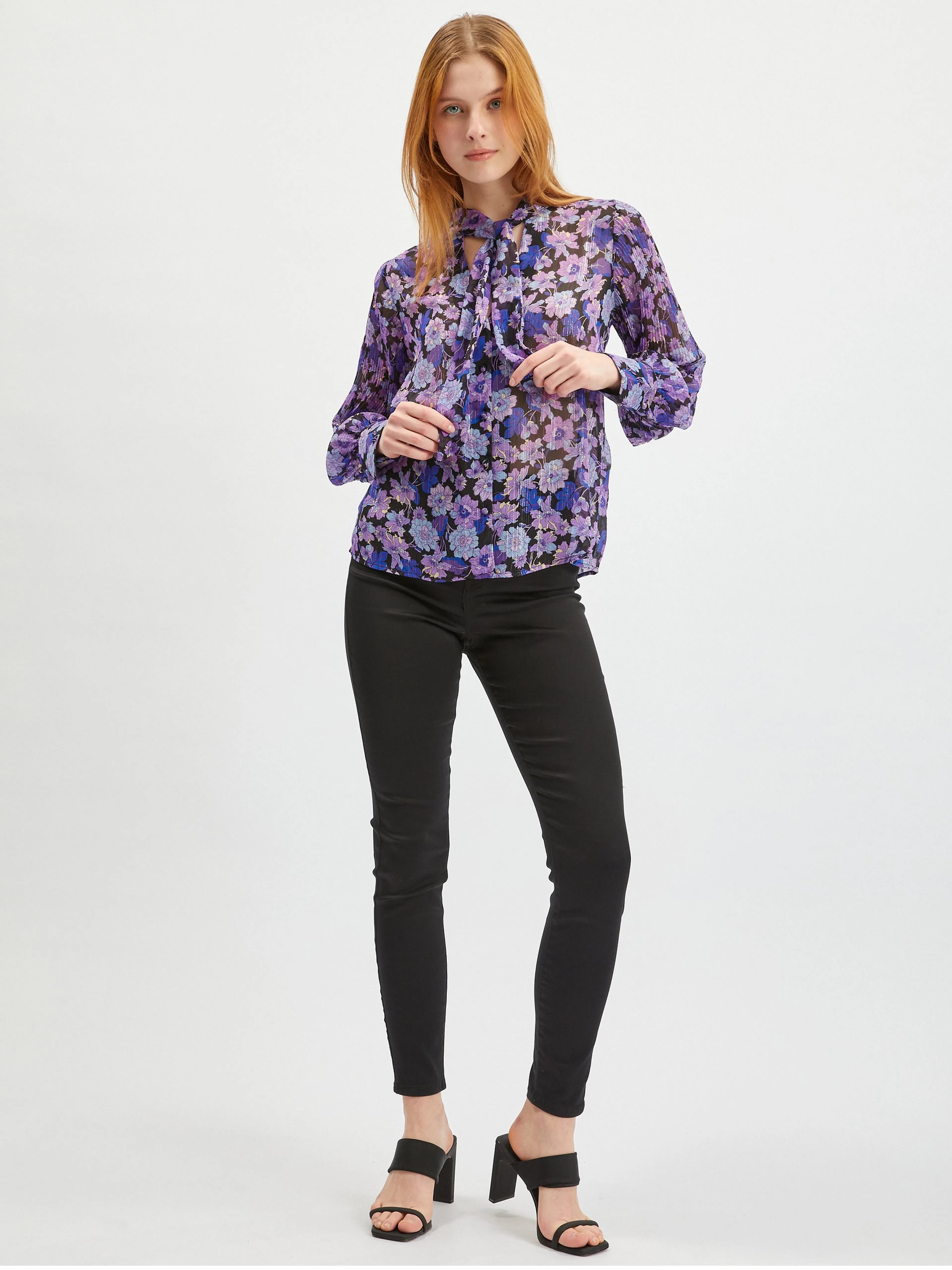 Lila Damenbluse mit Blumenmuster ORSAY