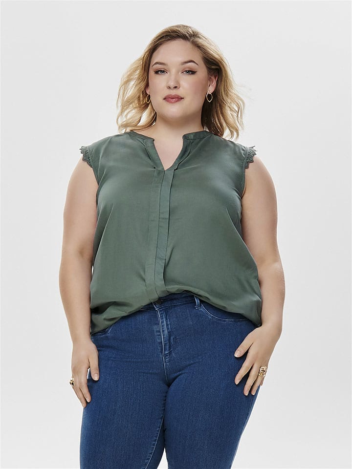 ONLY Carmakoma Bluse in Khaki günstig kaufen