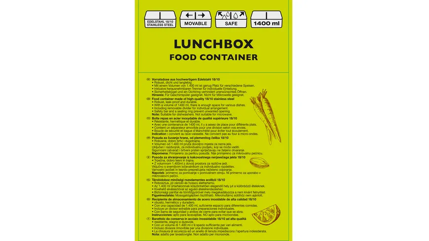 TRENDSHOP Lunchbox aus Edelstahl 1,4l