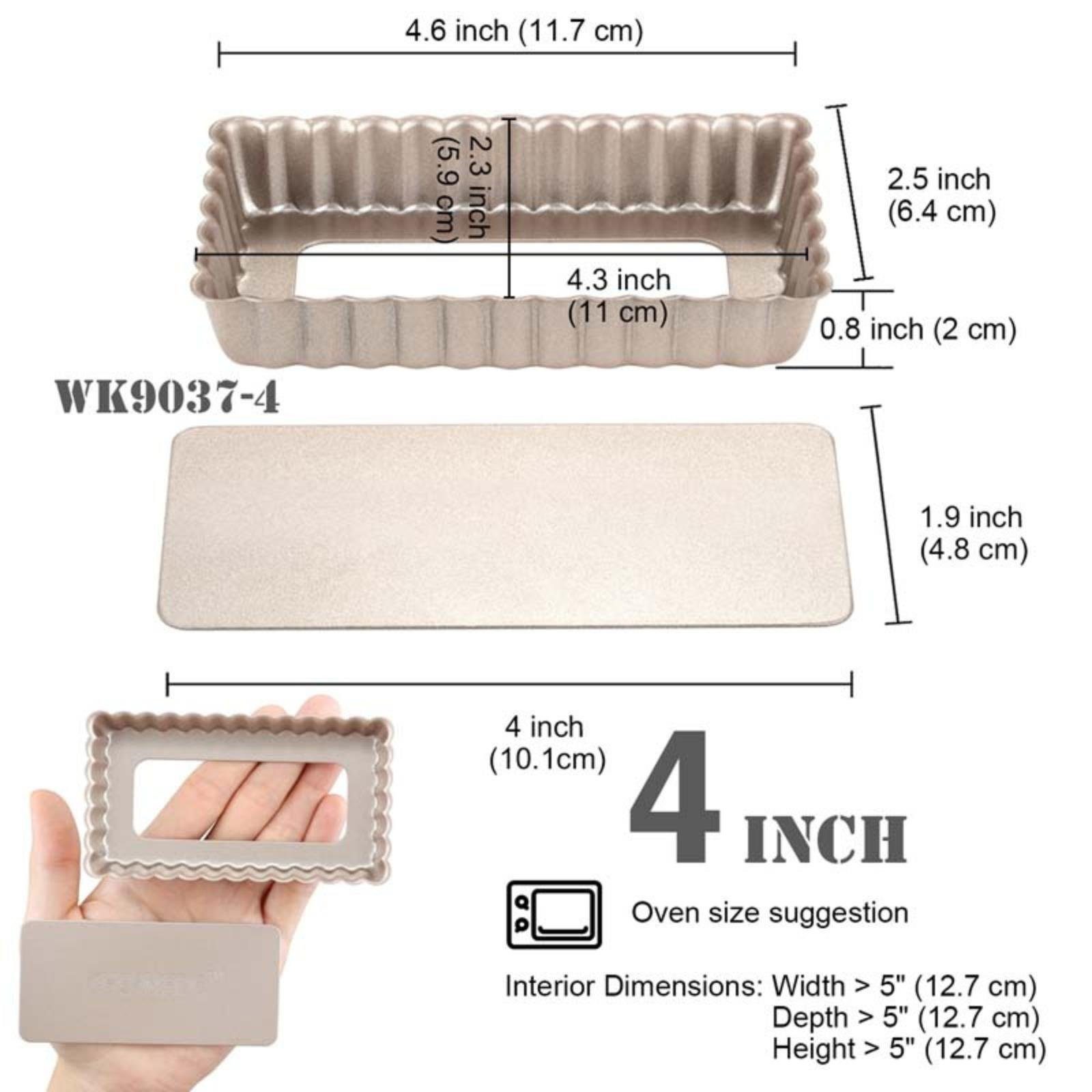 Chefmade Tarteform 4er Mini Tarteform Backform 116x20mm Quicheform, (CHEFMADE, 4er Set Mini Tarteform, 116x20mm, Champagnergold, antihaft- & silikonbeschichtet, Quicheform, Dessertkuchen, Pie Form klein, Minikuchen, Hebebodenform, Karbonstahl 4-tlg),