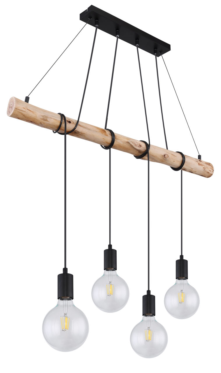 Globo Lighting - AUSTON - Hängeleuchte Metall schwarz matt, 4x E27