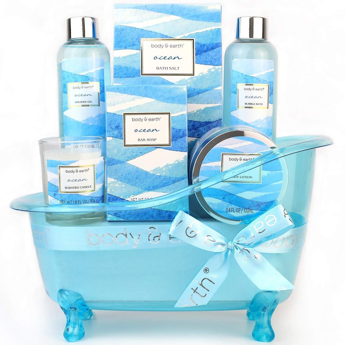 Spa luxetique Pflege-Geschenkset Badeset Geschenkbox, 7-tlg., mit Duft mit Ozean, Bad und Körper Geschenkkorb