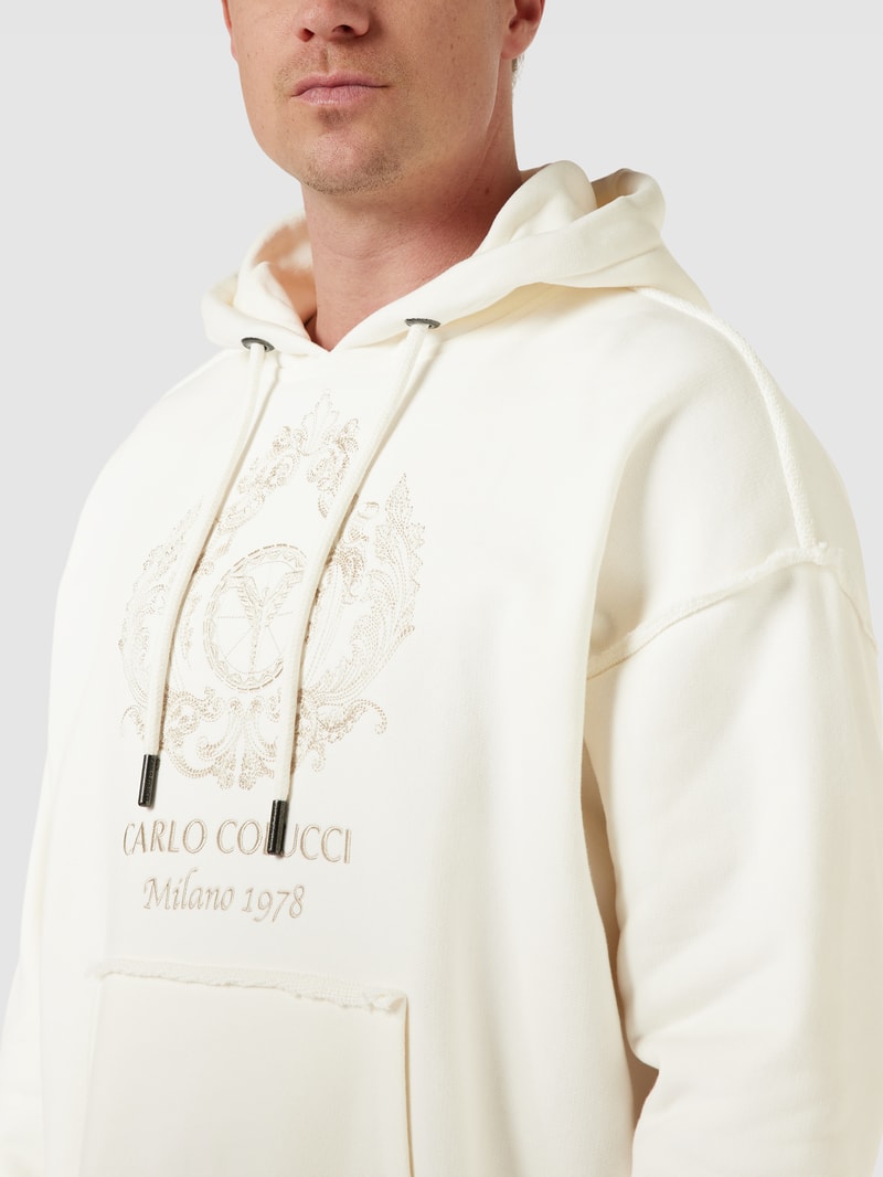 Hoodie mit Label-Stitching in offwhite