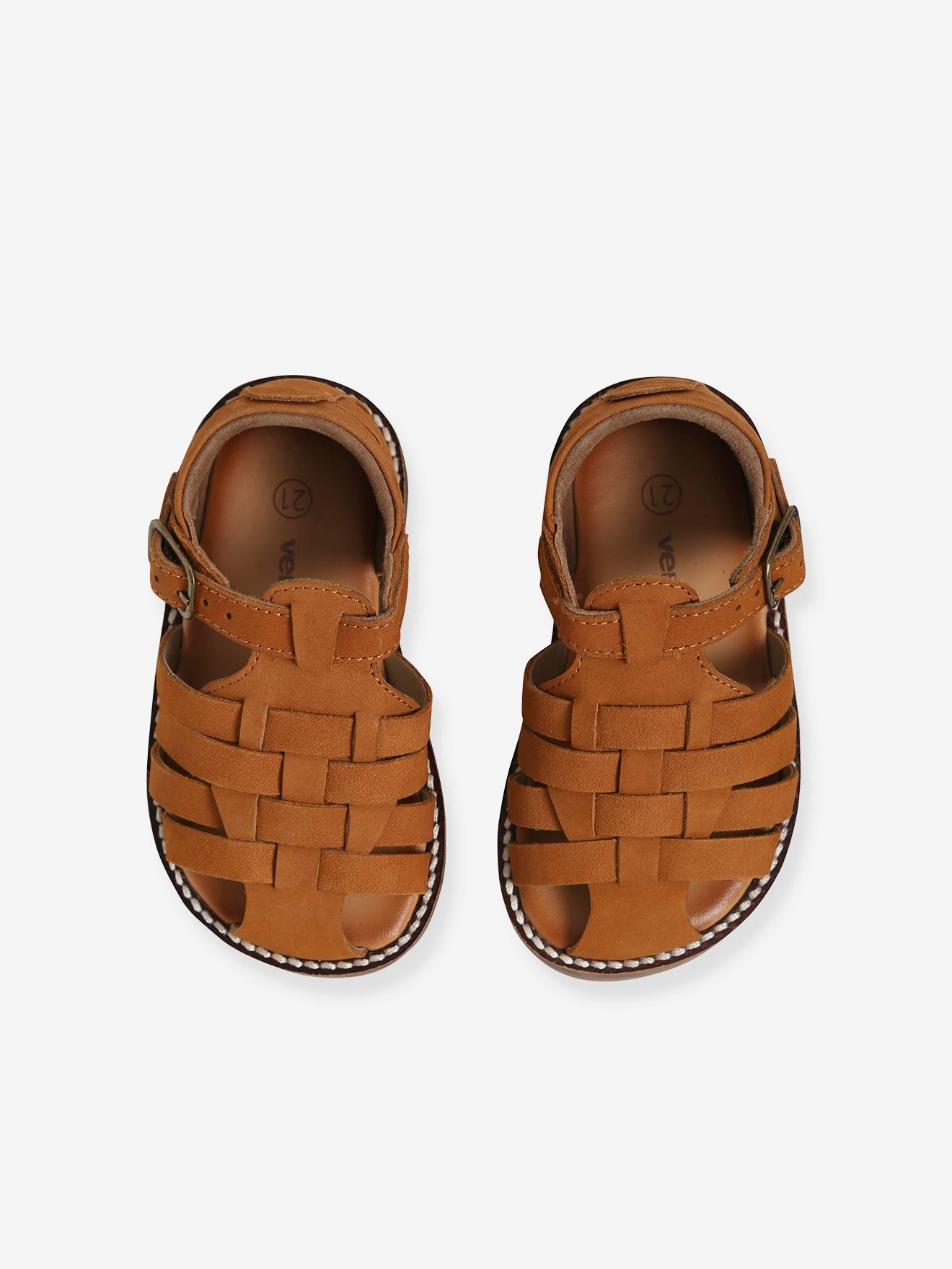 Sandales en cuir bébé mixte bout fermé bleu marocain