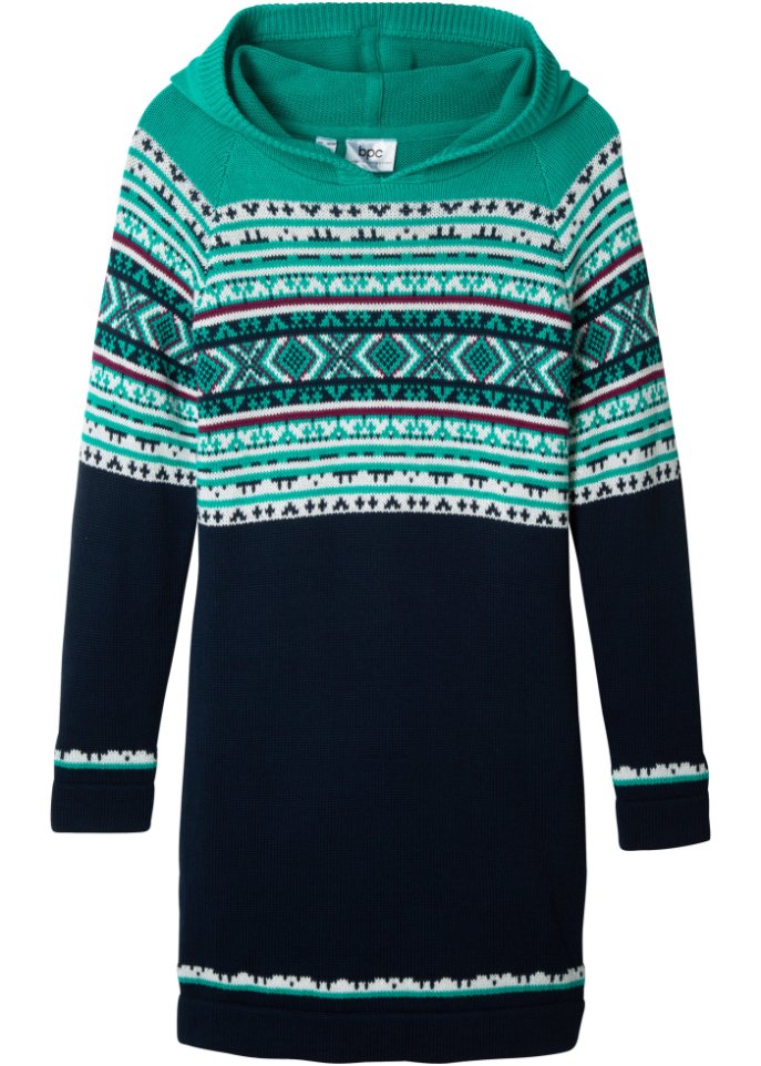 Mädchen Strickkleid mit Kapuze