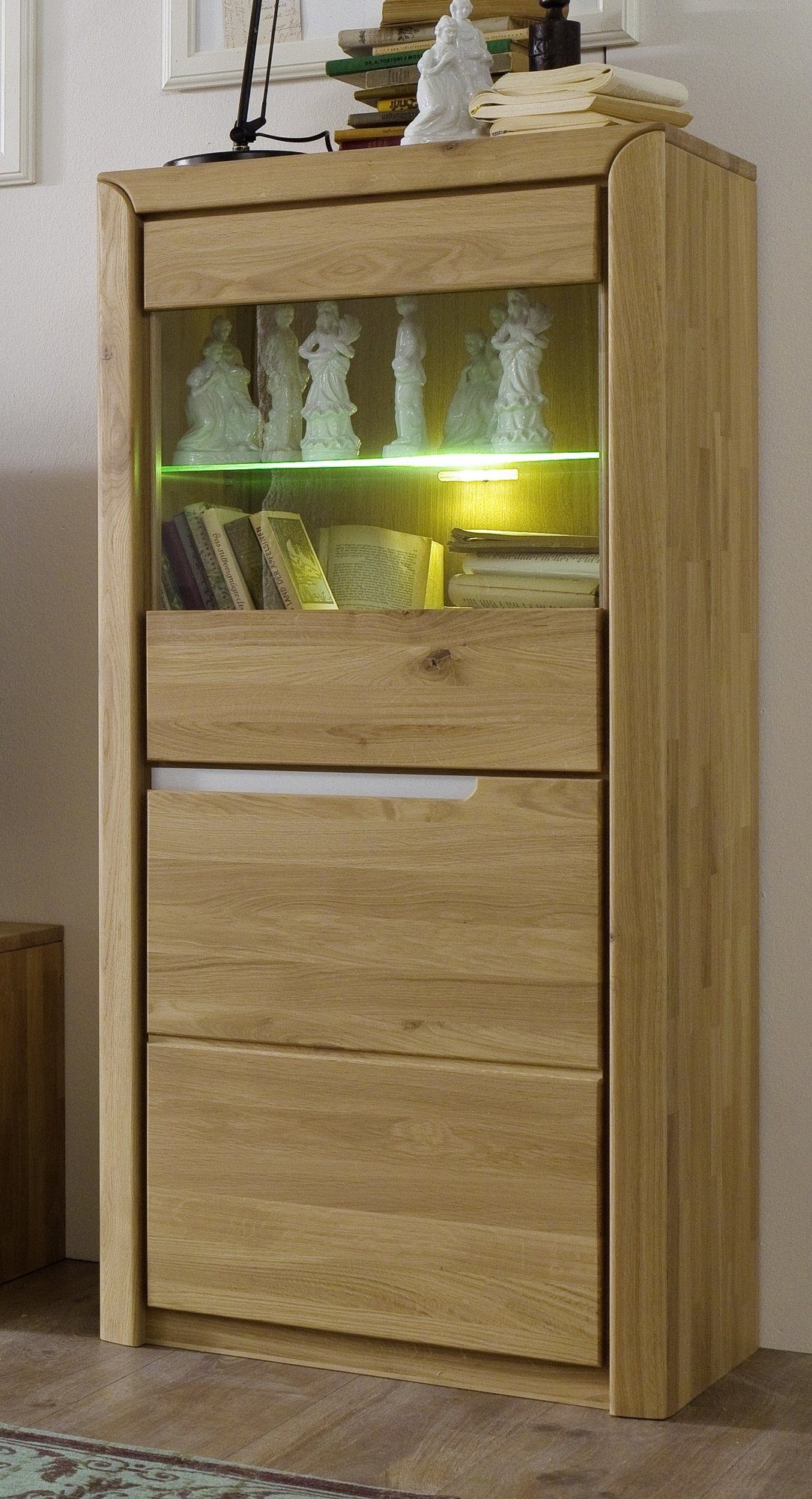 58 aufm Kessel Wohnwand Wohnzimmerschrank Massivholz Ianka 250x198x46 Wohnwand Wildeiche Bianc, (3-St)