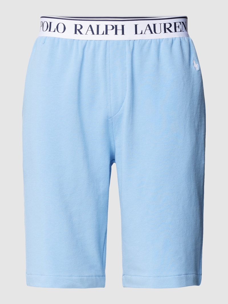 Slim Fit Sweatshorts mit Label-Stitching in hellblau