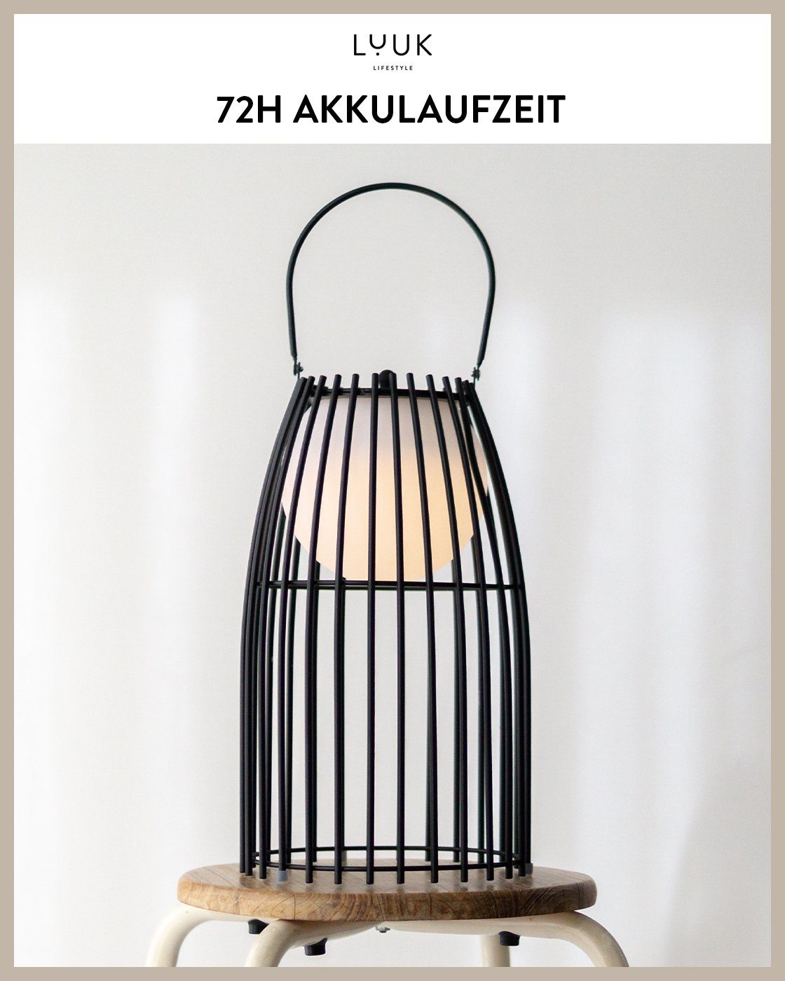 LUUK LIFESTYLE LED Außen-Stehlampe, Ein-/Ausschalter, Dimmfunktion, mehrere Helligkeitsstufen, LED fest integriert, Warmweiß, kabellose Outdoor Stehleuchte