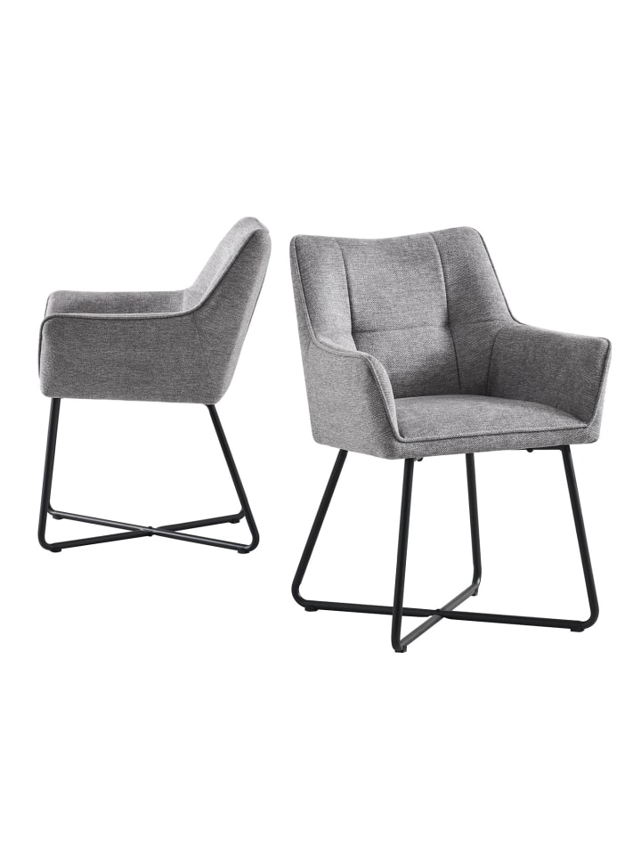 B&D Home 2er-Set: Esszimmerstuhl BREIGHT in Grau - (B)56 x (H)83 x (T)59 cm günstig kaufen onesize