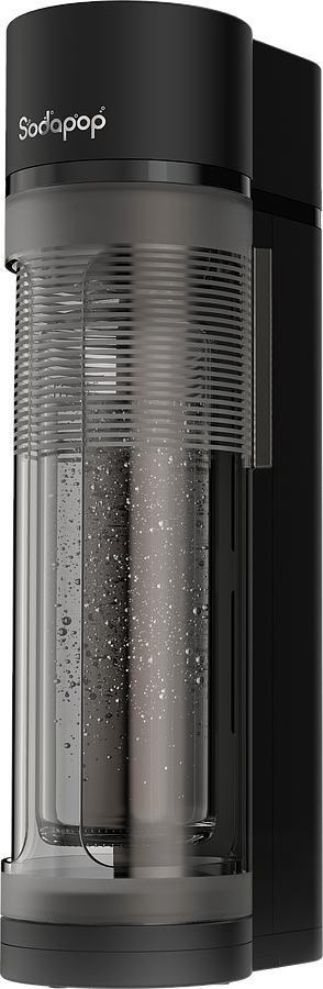 Sodapop Wassersprudler Logan matt schwarz, 2x 850ml   1x 600ml Glasflaschen
