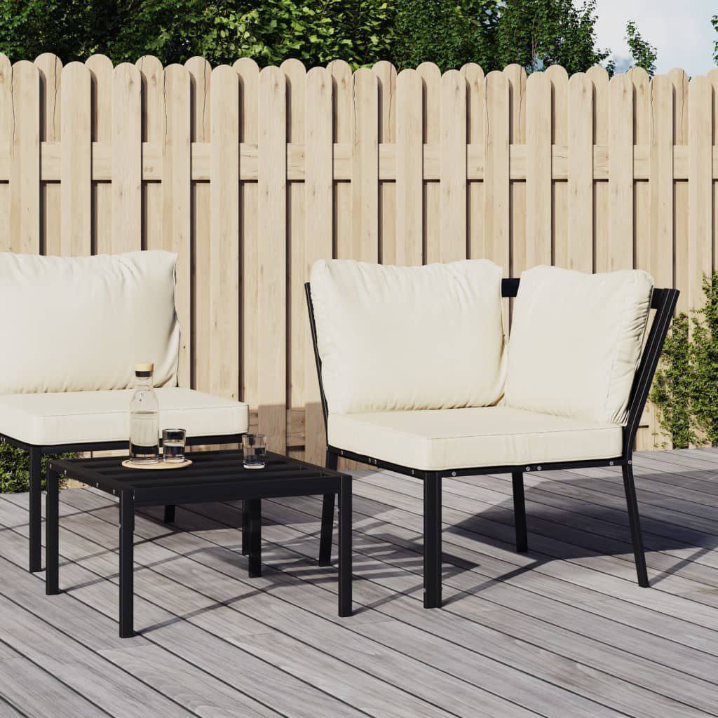 vidaXL Loungesofa Gartenstuhl mit Sandfarbigen Kissen 76x76x79 cm Stahl, 2 Teile