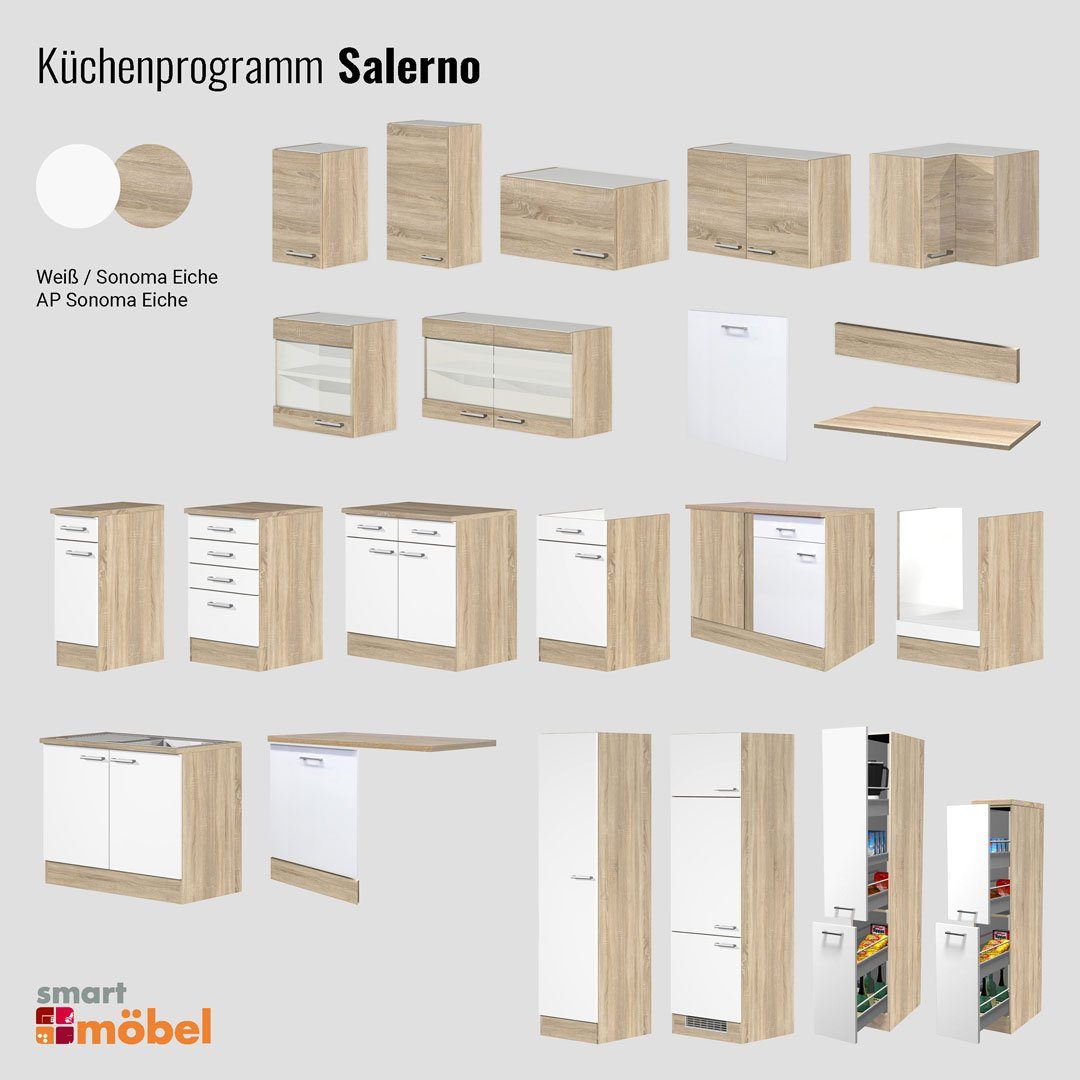 Flex-Well Schubkasten-Unterbau ohne Arbeitsplatte - 50 cm breit - Weiß Sonoma Eiche – Salerno