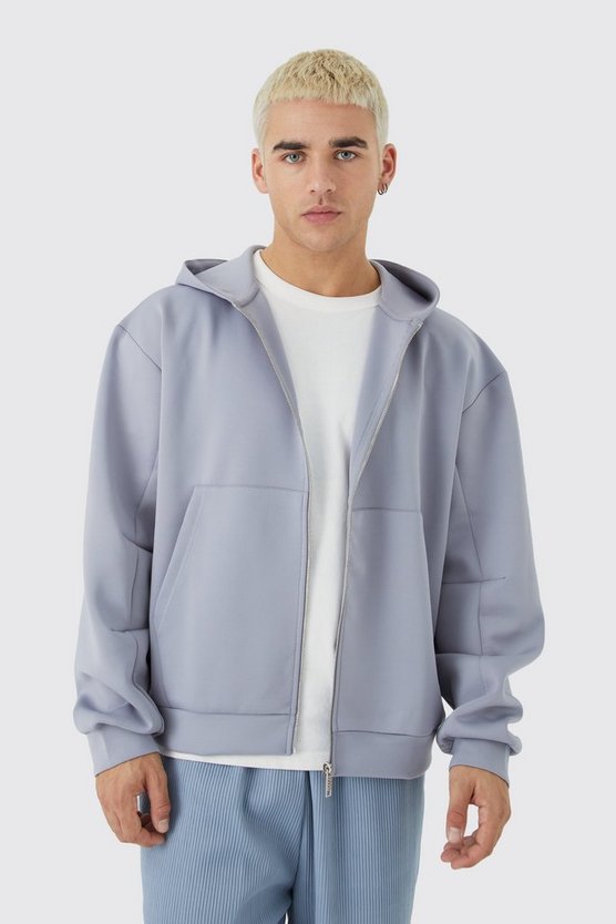 Kastiger Oversize Scuba-Hoodie mit Reißverschluss