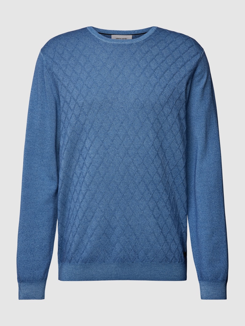 Strickpullover aus Wolle mit Rundhalsausschnitt in hellblau