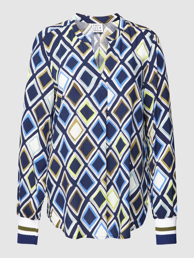 Blusenshirt mit Allover-Muster in marineblau